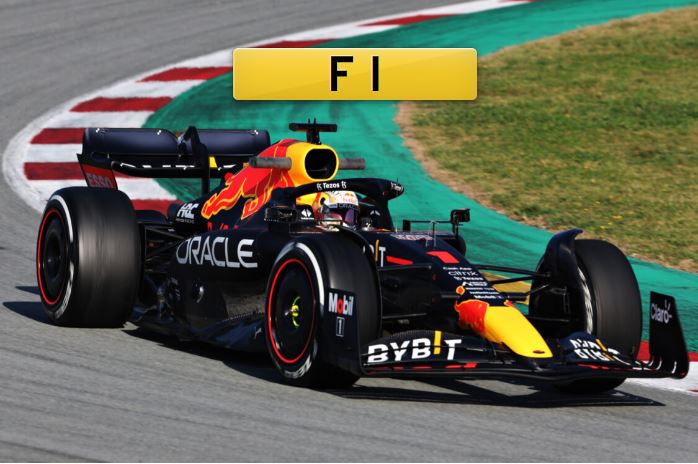 F1 car with F 1 plate