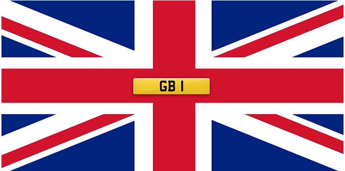 GB flag with GB 1 plate