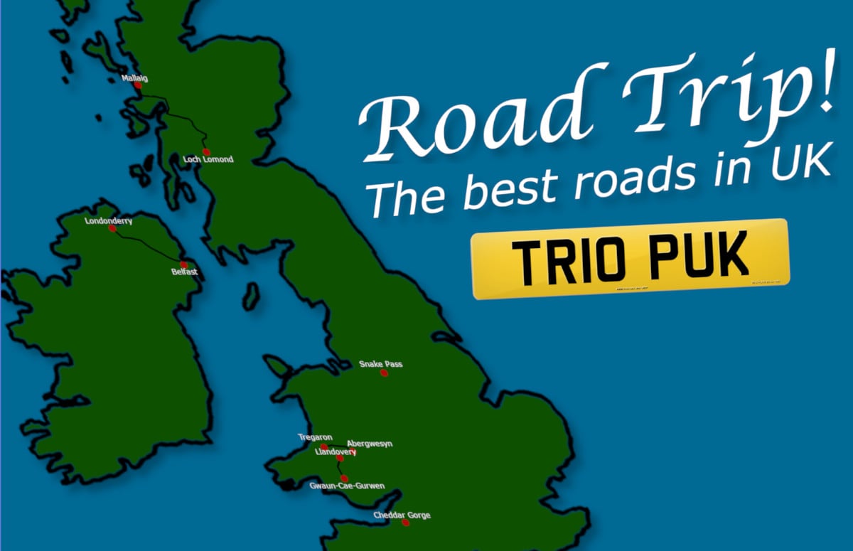 Road trip - map of UK with marked points