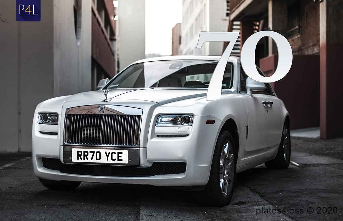 Rolls Royce with private plate RR70 YCE
