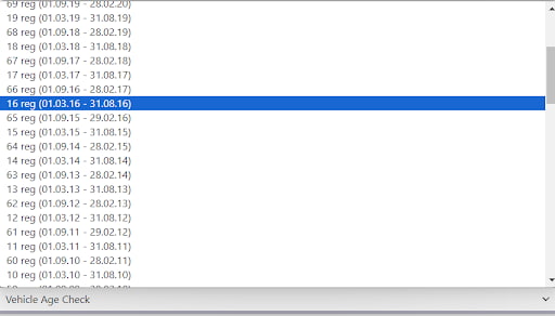 vehicle age check filter